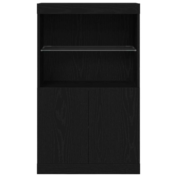Sivupöytä LED -nauhavalot Musta 60 x 37 x 100 cm Tekninen puu