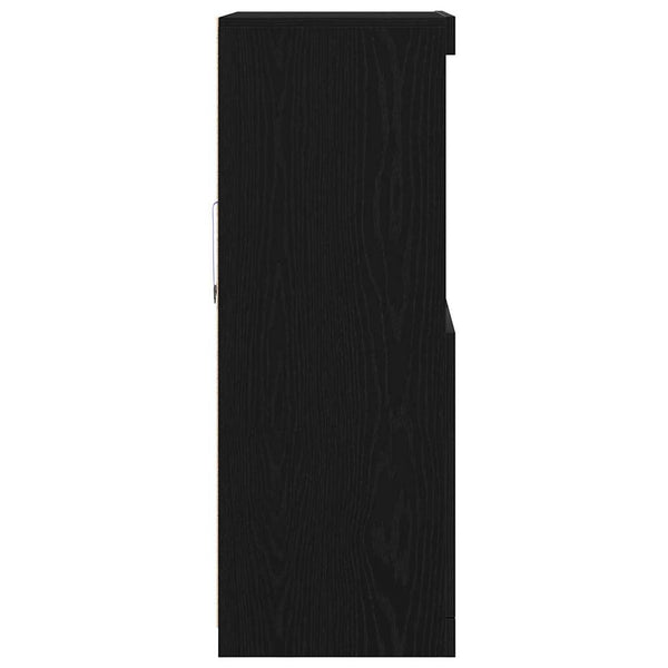 Sivupöytä LED -nauhavalot Musta 60 x 37 x 100 cm Tekninen puu