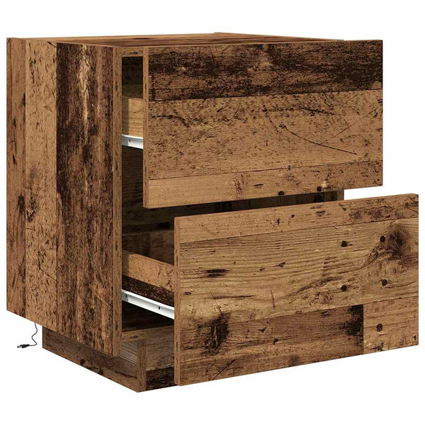 Yöpöytäkaappi laatikon kanssa 2 pcs Vanha Puu 45 x 40 x 55 cm