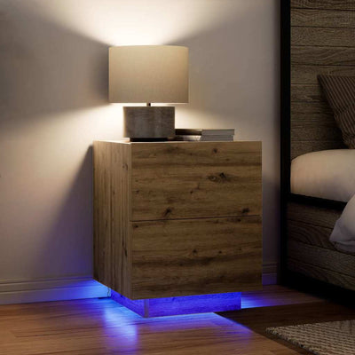 Artesaani tammi yöpöytäkaappi laatikon kanssa Pongratiu (2 pcs)