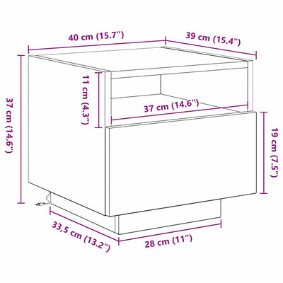 Yöpöytä laatikon kanssa Antonella 40x39x37cm (vanha puu, puinen)