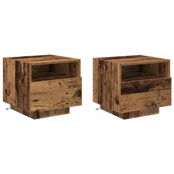 Yöpöytä 2 pcs Vanha puu 40 x 39 x 37 cm Tekninen puu