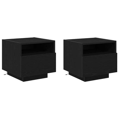 Yöpöytä 2 pcs Musta tammi 40 x 39 x 37 cm Tekninen puu