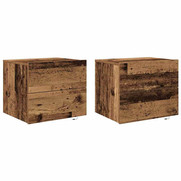 Seinälle kiinnitettävä yöpöytäkaappi 2 pcs Vanha puu