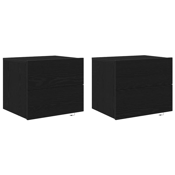 Seinälle kiinnitettävä yöpöytäkaappi 2 pcs Musta tammi