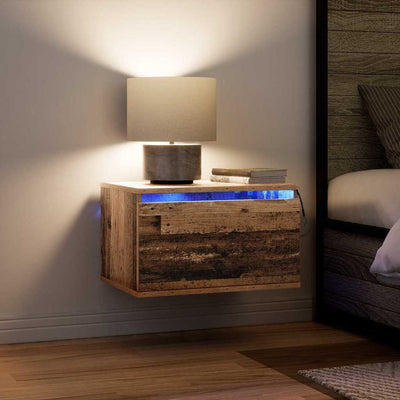 Seinälle kiinnitettävä yöpöytäkaappi Olgi (mukana 2 pcs vanha puu)