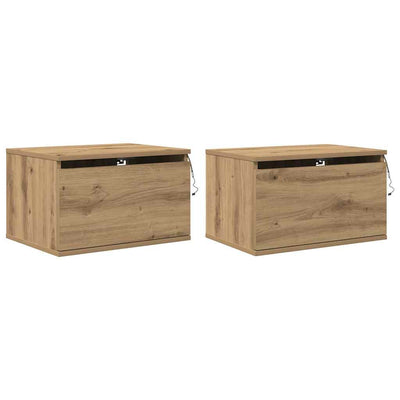 Seinälle kiinnitettävä yöpöytäkaappi 2 pcs artesaani tammi