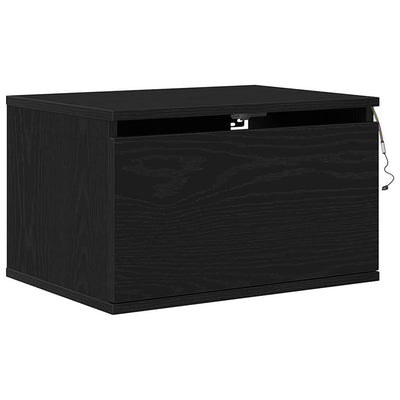 Seinälle kiinnitettävä yöpöytäkaappi mukana 2 pcs Musta tammi