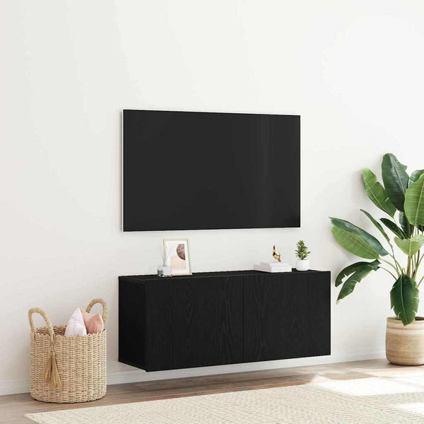 TV-tasosetti Musta tammi. 100 x 30 x 41 cm Tekninen puu