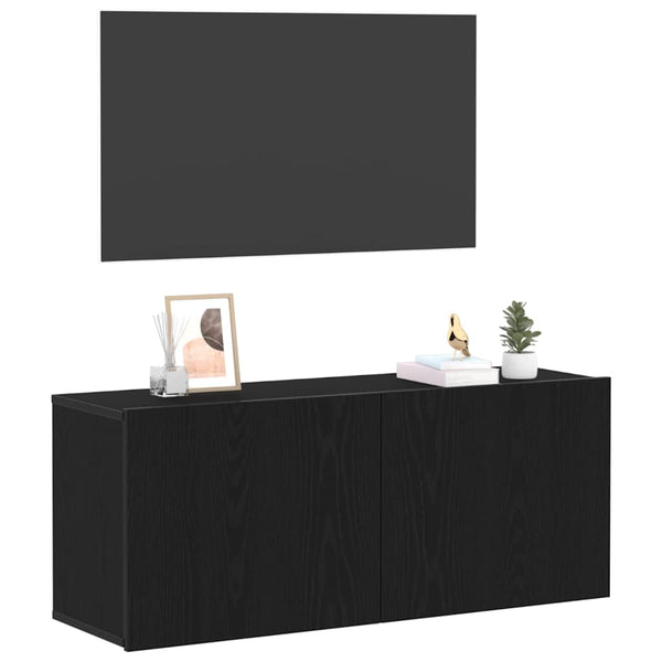 TV-tasosetti Musta tammi. 100 x 30 x 41 cm Tekninen puu