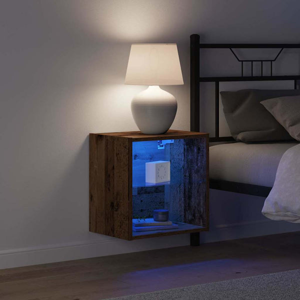 LED-valolla varustettu kelluva hylly Ruskea 40 x 28,5 x 40 cm