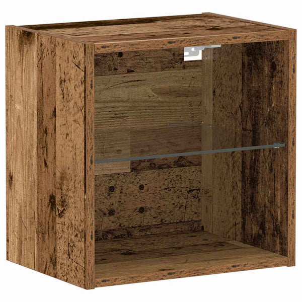 LED-valolla varustettu kelluva hylly Ruskea 40 x 28,5 x 40 cm