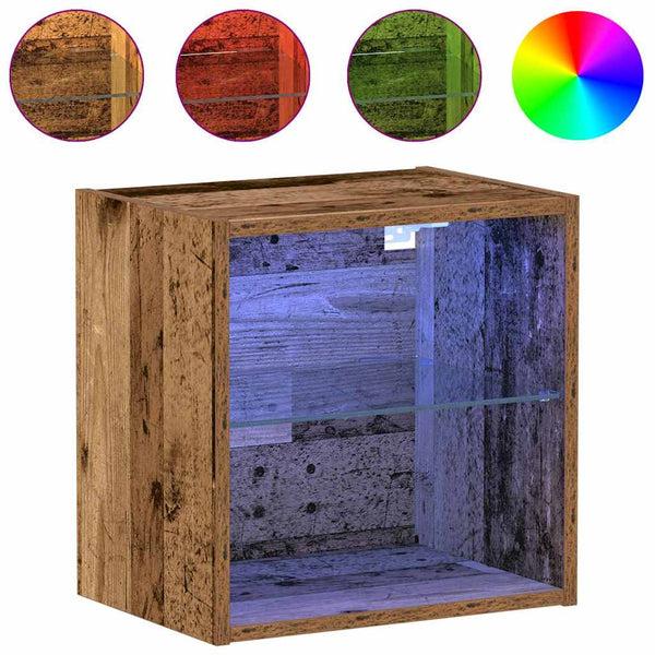 LED-valolla varustettu kelluva hylly Ruskea 40 x 28,5 x 40 cm