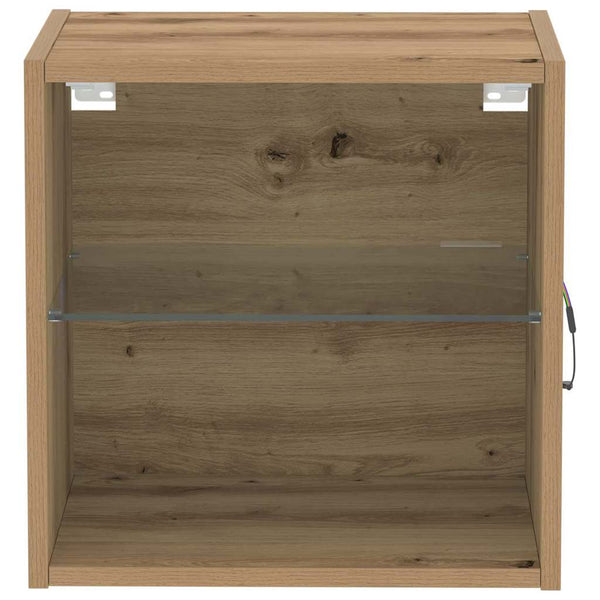 LED-valolla varustettu kelluva hylly Ruskea 40 x 28,5 x 40 cm