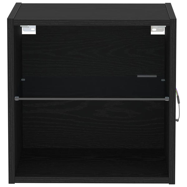 LED-valolla varustettu kelluva hylly Musta 40 x 28,5 x 40 cm