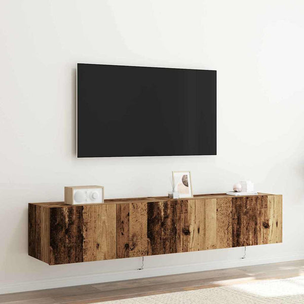 TV-seinäkaappi 2 pcs Vanha Puu 80 x 35 x 31 cm Tekninen puu