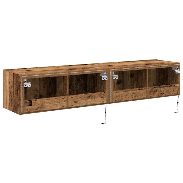 TV-seinäkaappi 2 pcs Vanha Puu 80 x 35 x 31 cm Tekninen puu