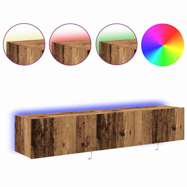 TV-seinäkaappi 2 pcs Vanha Puu 80 x 35 x 31 cm Tekninen puu