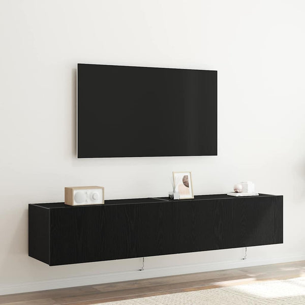 TV-seinäkaappi 2 pcs Musta tammi. 80 x 35 x 31 cm Tekninen puu