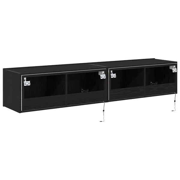 TV-seinäkaappi 2 pcs Musta tammi. 80 x 35 x 31 cm Tekninen puu