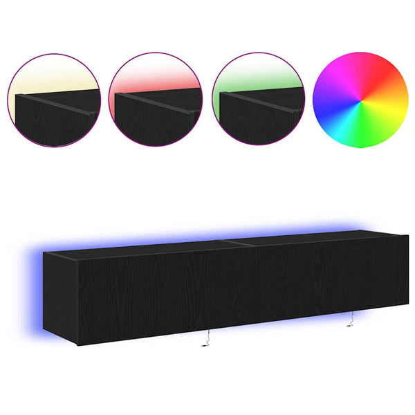 TV-seinäkaappi 2 pcs Musta tammi. 80 x 35 x 31 cm Tekninen puu