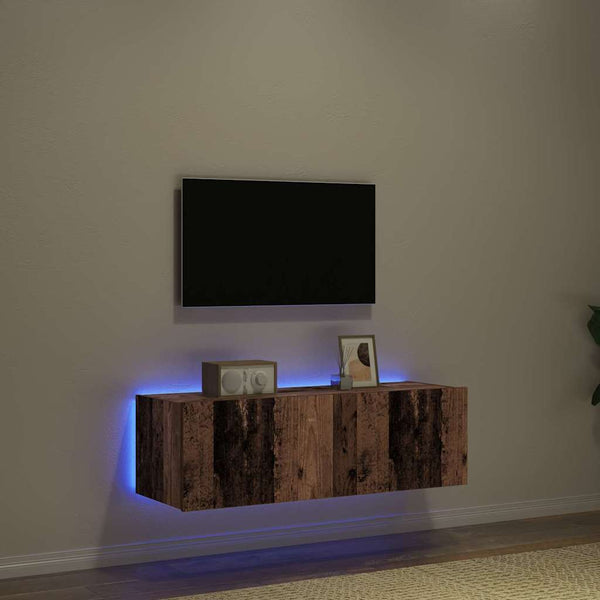 TV-seinäkaappi 2 pcs Vanha Puu 100 x 35 x 31 cm Tekninen puu
