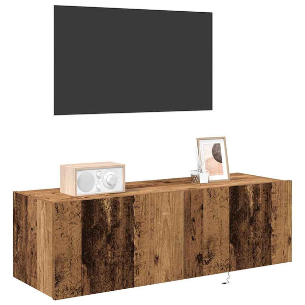 TV-seinäkaappi 2 pcs Vanha Puu 100 x 35 x 31 cm Tekninen puu