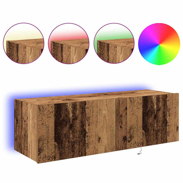 TV-seinäkaappi 2 pcs Vanha Puu 100 x 35 x 31 cm Tekninen puu