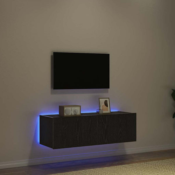 TV-seinäkaappi 2 pcs Musta tammi. 100 x 35 x 31 cm Tekninen puu