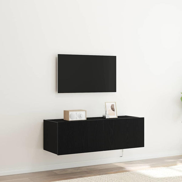 TV-seinäkaappi 2 pcs Musta tammi. 100 x 35 x 31 cm Tekninen puu