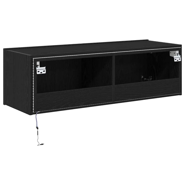 TV-seinäkaappi 2 pcs Musta tammi. 100 x 35 x 31 cm Tekninen puu