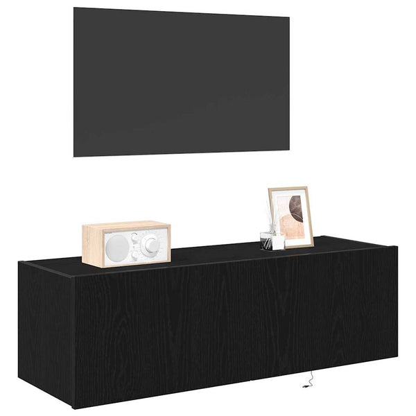 TV-seinäkaappi 2 pcs Musta tammi. 100 x 35 x 31 cm Tekninen puu