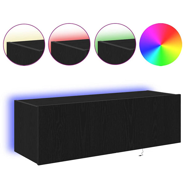 TV-seinäkaappi 2 pcs Musta tammi. 100 x 35 x 31 cm Tekninen puu