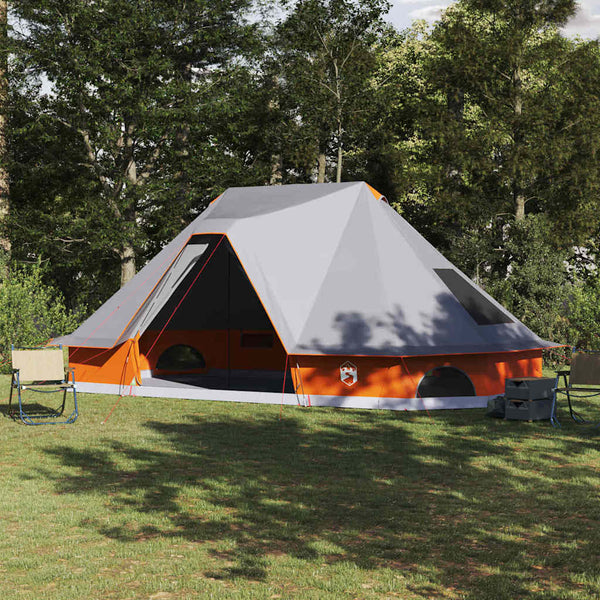 Tipi-teltta 10 hengelle Harmaa ja oranssi taffeta