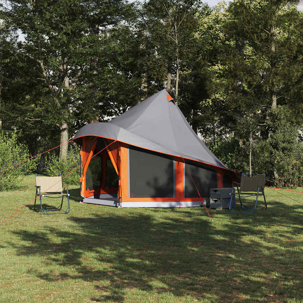 Tipi-teltta Harmaa ja oranssi 404 x 370 x 270 cm taffeta