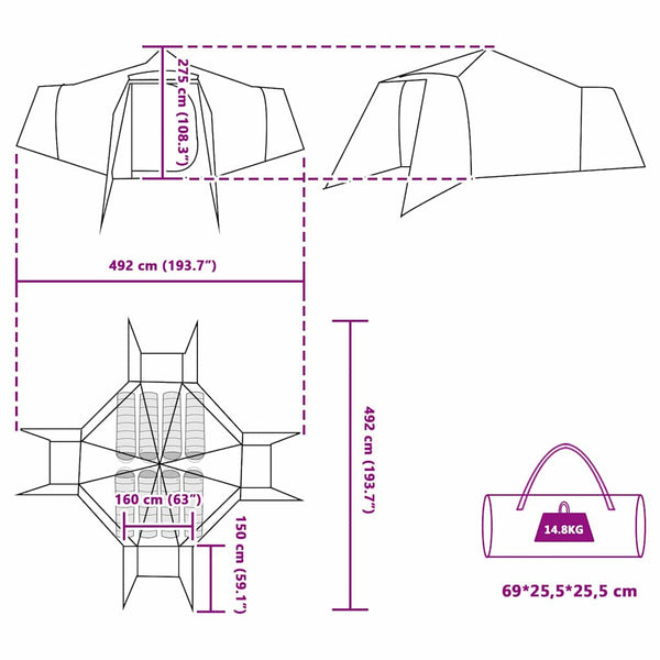 Tipi-teltta 8 hengelle Sininen taffeta