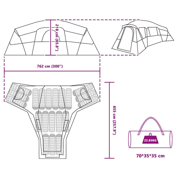 Perhe Teltta 20 hengelle Vihreä taffeta Vedenpitävä