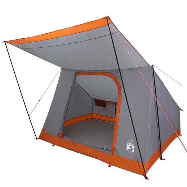 Leirintäteltat 4 hengelle Harmaa ja oranssi taffeta Vedenpitävä