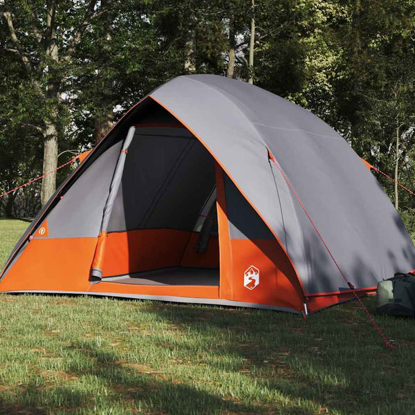 Leirintäteltat 4 hengelle Harmaa ja oranssi taffeta Vedenpitävä