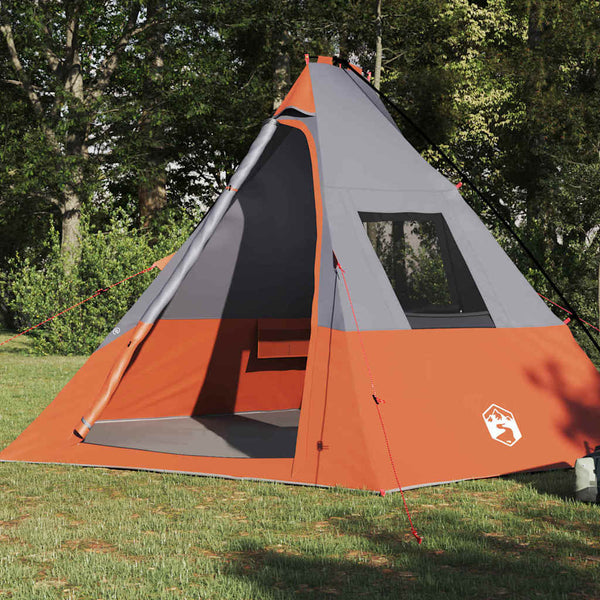 Tipi-teltta 6 hengelle Vedenpitävä Harmaa ja oranssi taffeta