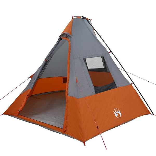 Tipi-teltta 6 hengelle Vedenpitävä Harmaa ja oranssi taffeta