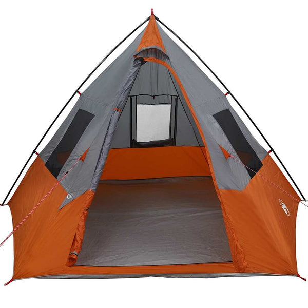 Tipi-teltta 6 hengelle Vedenpitävä Harmaa ja oranssi taffeta