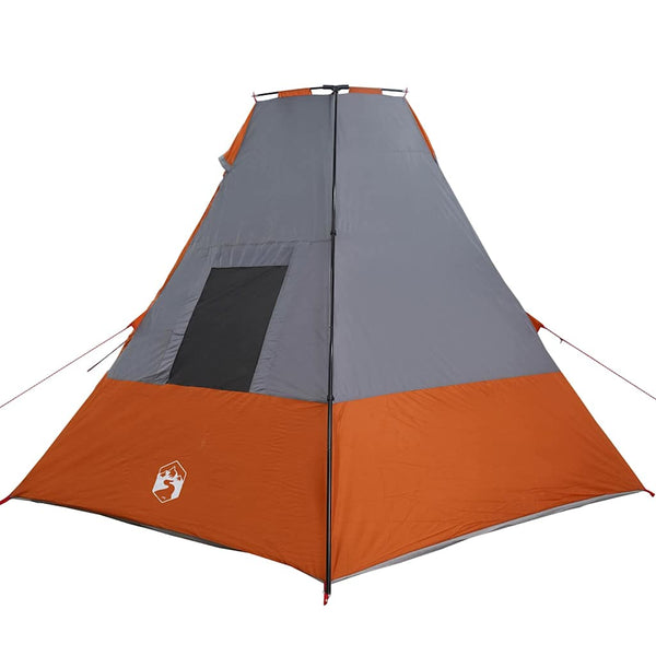 Tipi-teltta 6 hengelle Vedenpitävä Harmaa ja oranssi taffeta