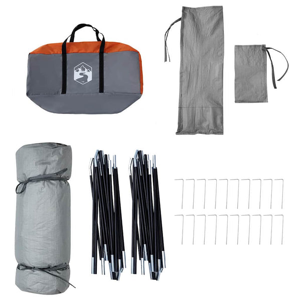 Sisäteltta 8 hengelle Harmaa ja oranssi taffeta