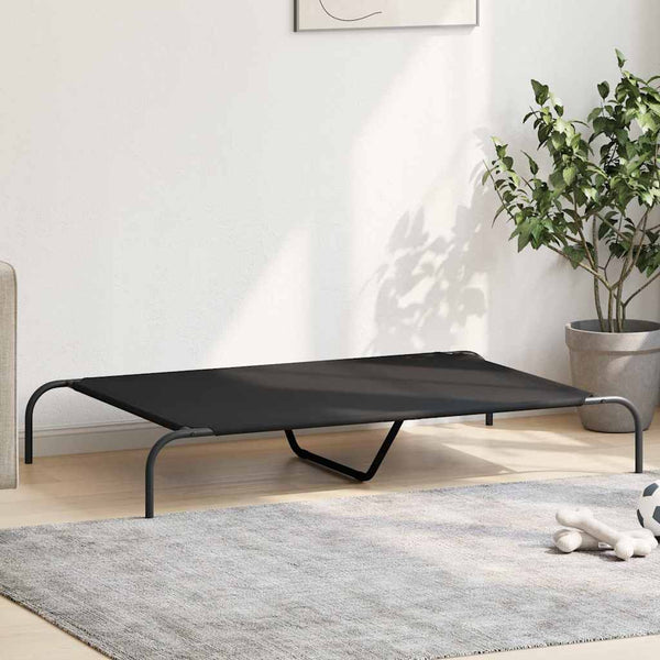 Korotettu koiransänky musta 130x80x20 cm Oxford kangas ja teräs
