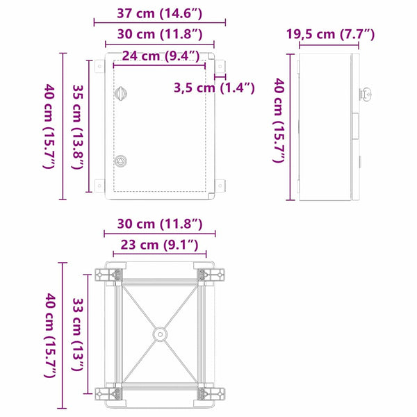 Ohjauskabinetti Harmaa 37 x 19,5 x 40 cm ABS-muovi
