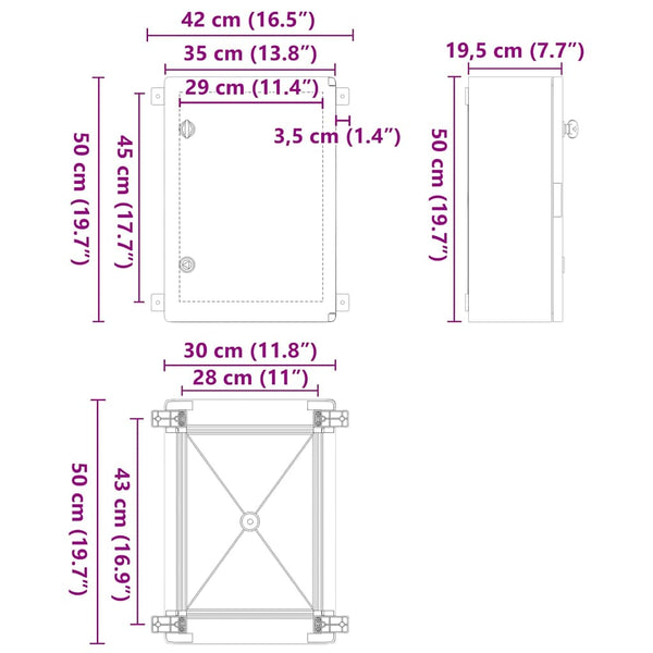 Ohjauskabinetti Harmaa 42 x 19,5 x 50 cm ABS-muovi