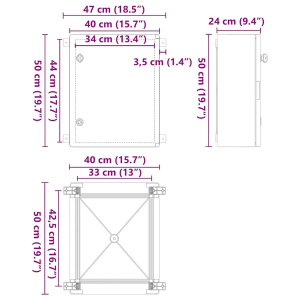 Ohjauskabinetti Harmaa 47 x 24 x 50 cm ABS-muovi