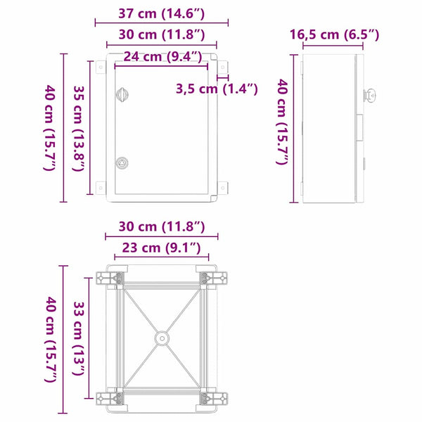 Ohjauskabinetti Harmaa 37 x 16,5 x 40 cm ABS-muovi