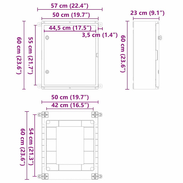 Ohjauskabinetti Harmaa 57 x 23 x 60 cm ABS-muovi